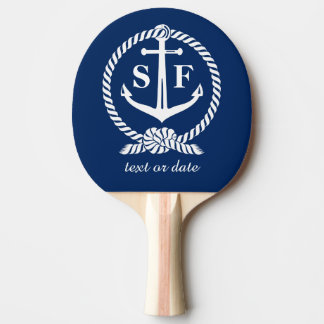 Klassieke monogram Nautical Blue Anchor Beach Boat Tafeltennisbatje