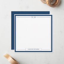 Klassieke Monogram Navy Blauwe Rand Briefpapier