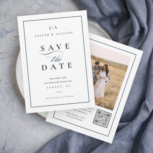 Klassieke Monogram QR Code Foto Bruiloft Save The Date