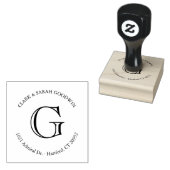 Klassieke monogram retouradresstempel rubberstempel (Gestempeld)
