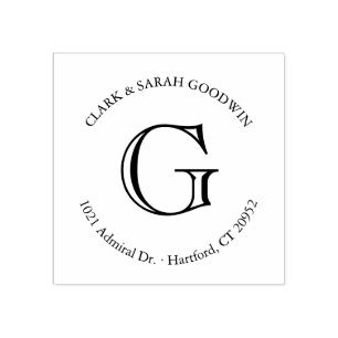 Klassieke monogram retouradresstempel 	rubberstempel
