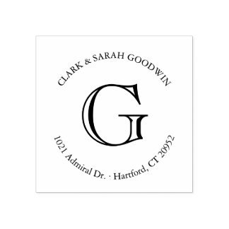 Klassieke monogram retouradresstempel 	rubberstempel