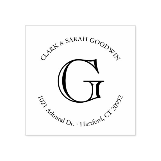 Klassieke monogram retouradresstempel rubberstempel (Afrduk)