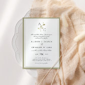 Klassieke Monogram Sage Green Wedding Kaart