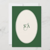 Klassieke Monogram Smaragdgroene Oud Geld Huwelijk Kaart (Voorkant)