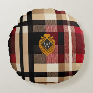 Klassieke monogram stijlvolle speldenbeige rood en rond kussen