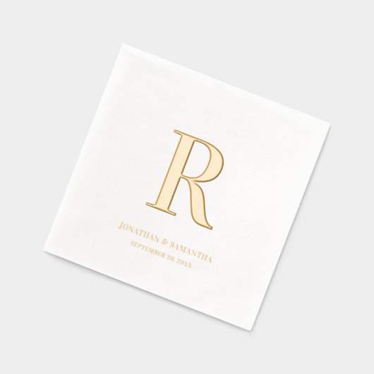 Klassieke Monogram Trouwminimalistische Gouden Fol Folie Servetten (Links)