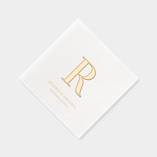 Klassieke Monogram Trouwminimalistische Gouden Fol Folie Servetten (Rechts)