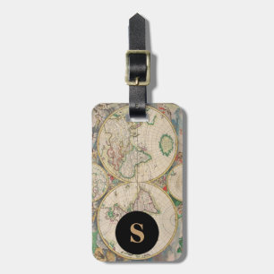 Klassieke monogram  Wereldkaart reizen Bagagelabel