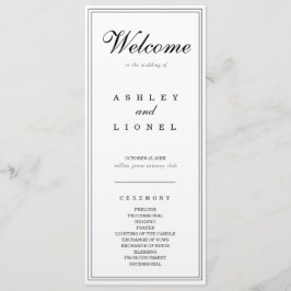 Klassieke Monogram Zwart & Wit Eenvoudige Huwelijk Programma