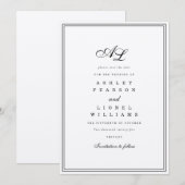 Klassieke Monogram Zwart & Wit Traditionele Huweli Save The Date (Voorkant / Achterkant)