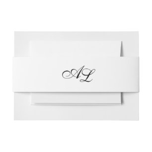 Klassieke Monogram Zwart & Wit Traditionele Huweli Uitnodigingen Wikkel