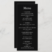 Klassieke monogram zwart-witbruiloft menu (Voorkant / Achterkant)