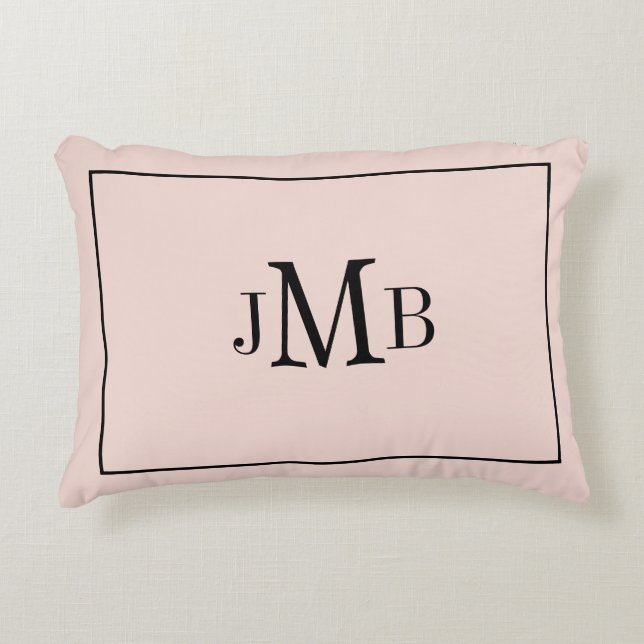 Klassieke, monogrammed blush roze Acent Pillow Accent Kussen (Voorkant)