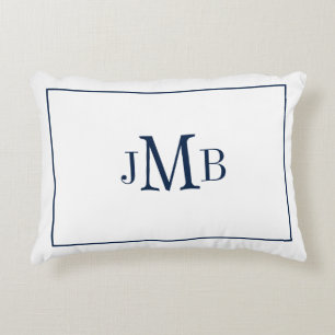 Klassieke, monogrammed marine & witte autische accent kussen