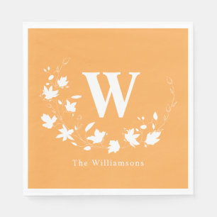 Klassieke Monogrammed Naam Botanische Krans Geel Servet