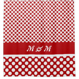 Klassieke Monogrammed Red & White Polka Dot Douchegordijn