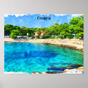Klassieke Mooie Kroatië Adria kust landschap Poster