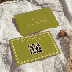 Klassieke mosgroene luxe QR-code bruiloft met oude RSVP Kaartje