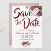Klassieke mosterd Roos Floral op wit Save The Date (Voorkant / Achterkant)