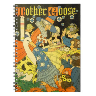 Klassieke Mother Goose leest een boek voor aan kin Notitieboek