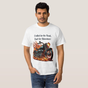 Klassieke motorfiets in beweging met vlammen t-shirt
