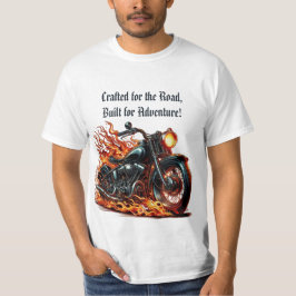 Klassieke motorfiets in beweging met vlammen t-shirt