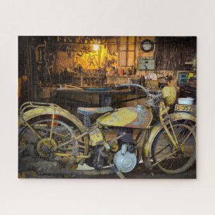 Klassieke Motorfiets Werkplaats Industriële Scene Legpuzzel