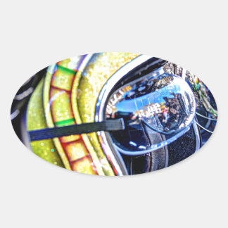 Klassieke motorhelm ovale sticker