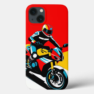 Klassieke motorrijder tegen dramatische achtergron iPhone 13 hoesje