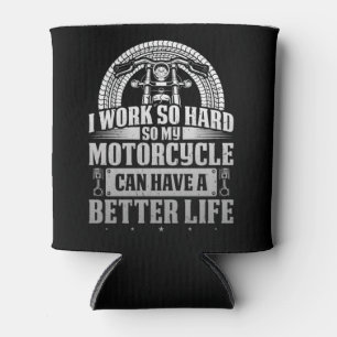 Klassieke motorrijder werkt hard Mijn motorfiets k Blikjeskoeler