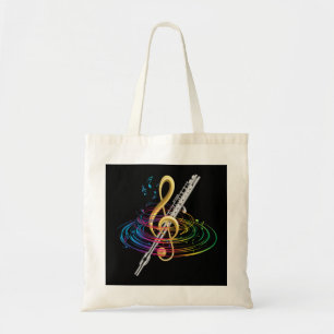 Klassieke muziek Treble Clef Flutist Gift Flute Pu Tote Bag