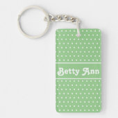 Klassieke naam Polka Dot Sage Licht Groen & Wit Sleutelhanger (Voorkant)