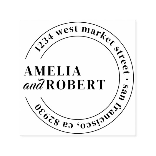 Klassieke namen Ronde Bruiloft Retouradres Zelfinktende Stempel (Design)