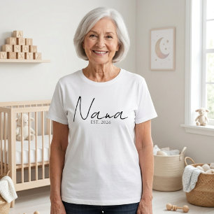 Klassieke Nana EST Jaar Eenvoudig Familie Schrift T-shirt