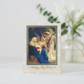 Klassieke Nativity Angels Muziek "Merry Christmas" Feestdagenkaart (Staand voorkant)