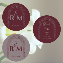 Klassieke Natuur Bloemenrood Trouwhek Labels