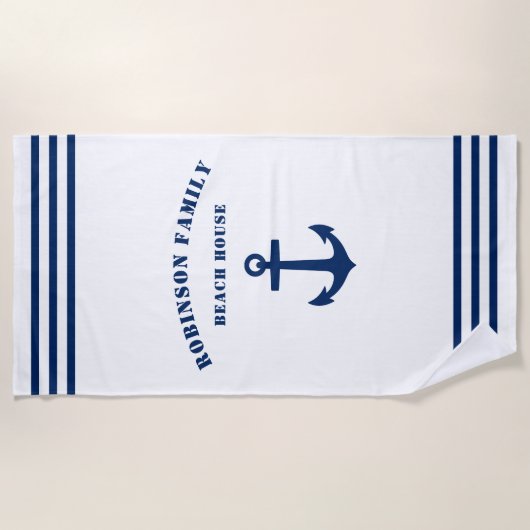 Klassieke Nauchor Familie Beach House White Strandlaken (Voorkant)