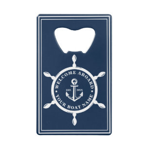 Klassieke Nautical Navy Personalized Boat Name Kredietkaart Flessenopener