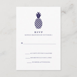 Klassieke Navy Ananas Bruiloft RSVP Kaartje