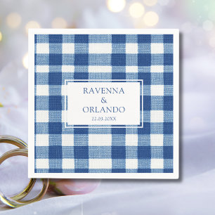 Klassieke Navy Baby Blue Geruite Gingham Bruiloft Servet
