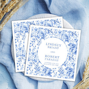 Klassieke Navy Blauwe Toile Rozen Custom Trouwserv Servet
