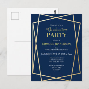 Klassieke Navy Blue Class van 2025 Afstuderen Briefkaart