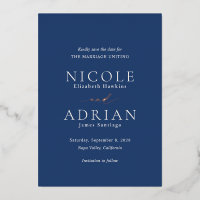Klassieke Navy Blue Elegant Wedding Save the Date