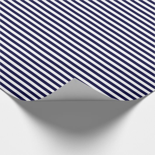 Klassieke Navy Blue en White Stripe Pattern Cadeaupapier (Hoek)