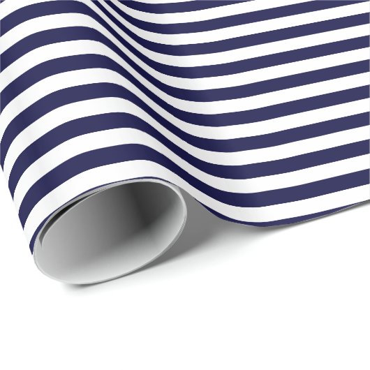 Klassieke Navy Blue en White Stripe Pattern Cadeaupapier (Rol Hoek)