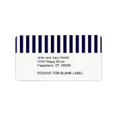 Klassieke Navy Blue en White Stripe Pattern Etiket (Voorkant)