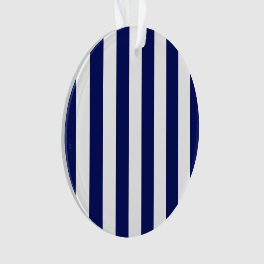 Klassieke Navy Blue en White Stripe Pattern Ornament (voorkant)