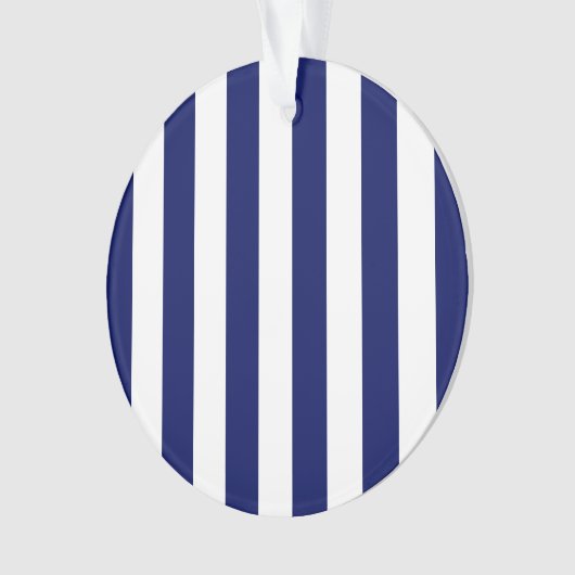 Klassieke Navy Blue en White Stripe Pattern Ornament (voorkant)