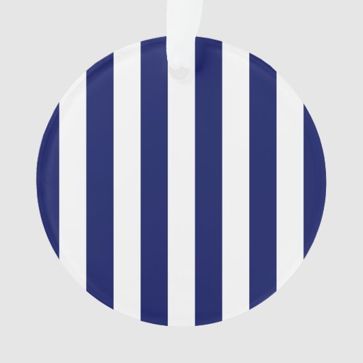 Klassieke Navy Blue en White Stripe Pattern Ornament (voorkant)